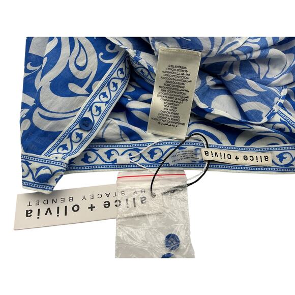 Alice + Olive April Blue Cotton Pleated Blouson-Sleeve Top Size XS - Picture 4 of 4